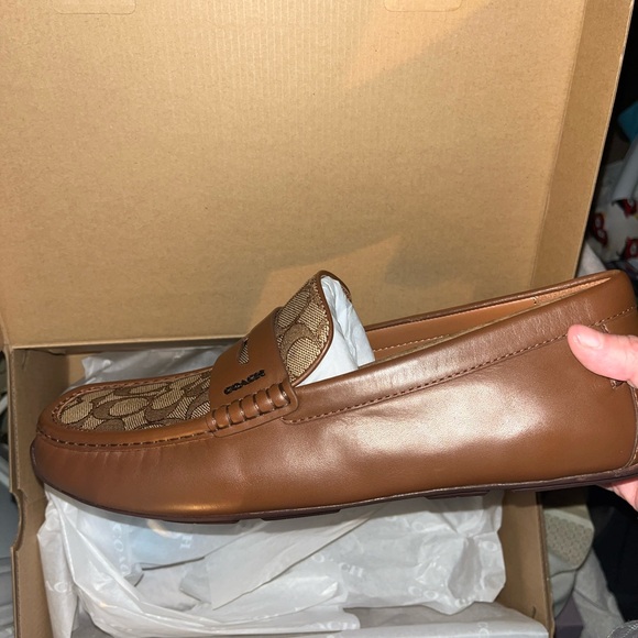 Coach Brown Loafers with Decorative Pattern - Picture 2 of 6